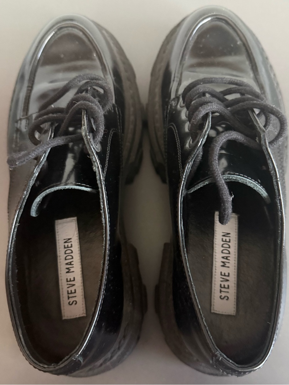 Steve Madden Black Patent Lace-Up Loafers